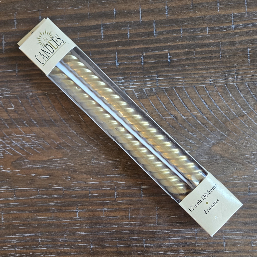 Gold Spiral Taper Candles - Set of 2